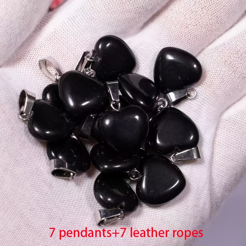 Natural Stone Heart-Shaped Pendant Set for DIY